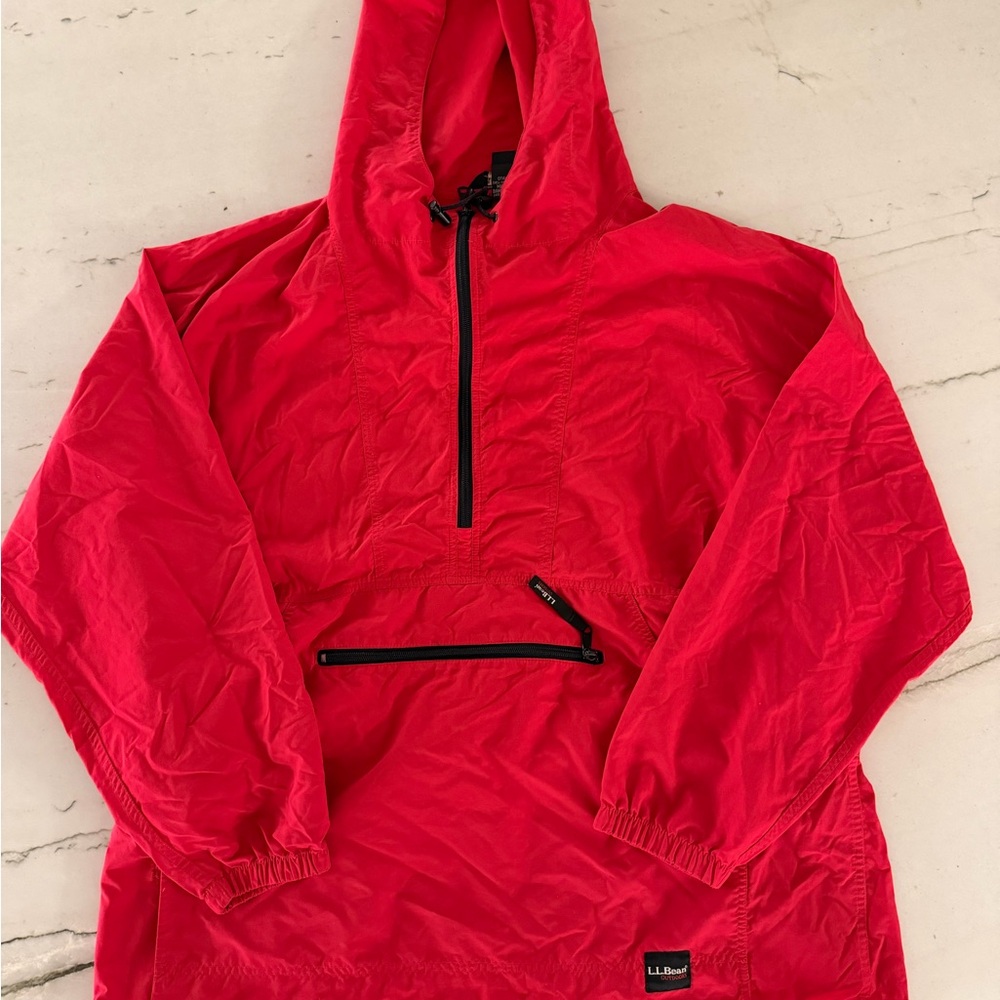 LL Bean Men's XL Tall Red Hooded Jacket Lightweight Windbreaker Outdoor